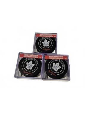 Tim Hortons Toronto Maple Leafs NHL Hockey Puck Coasters - Lot of 3 Packs / New